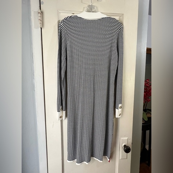 NWT Elie Tahari Knit Striped Button Front Dress M - Picture 4 of 8